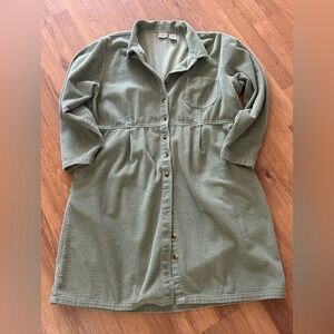 LL Bean Heritage Corduroy Shirt Dress Green  20Pet